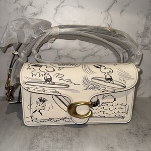 COACH x PEANUTS Tabby 26 Shoulder Bag Newspaper Print CCB04 NWT